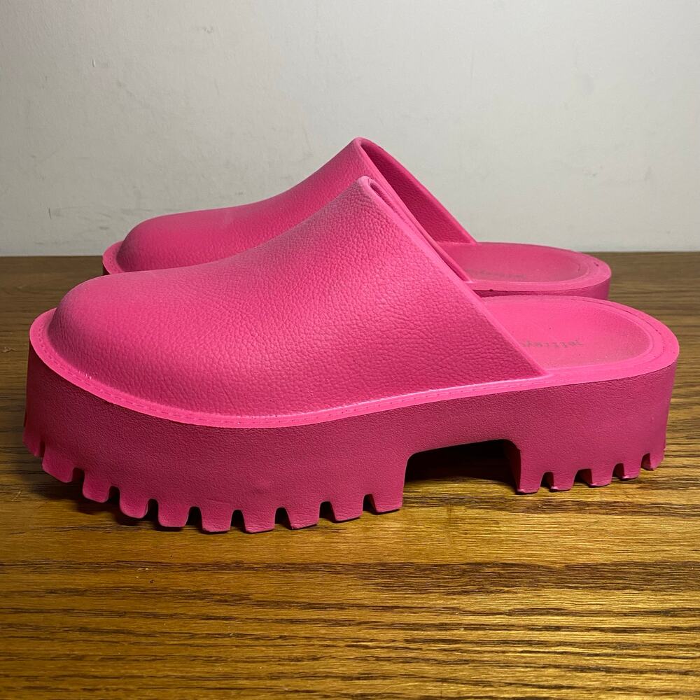 Jeffrey Campbell Clogge Fuchsia Slip On Chunky Platform Mule Clog Sandals Size 9 - Picture 3 of 7